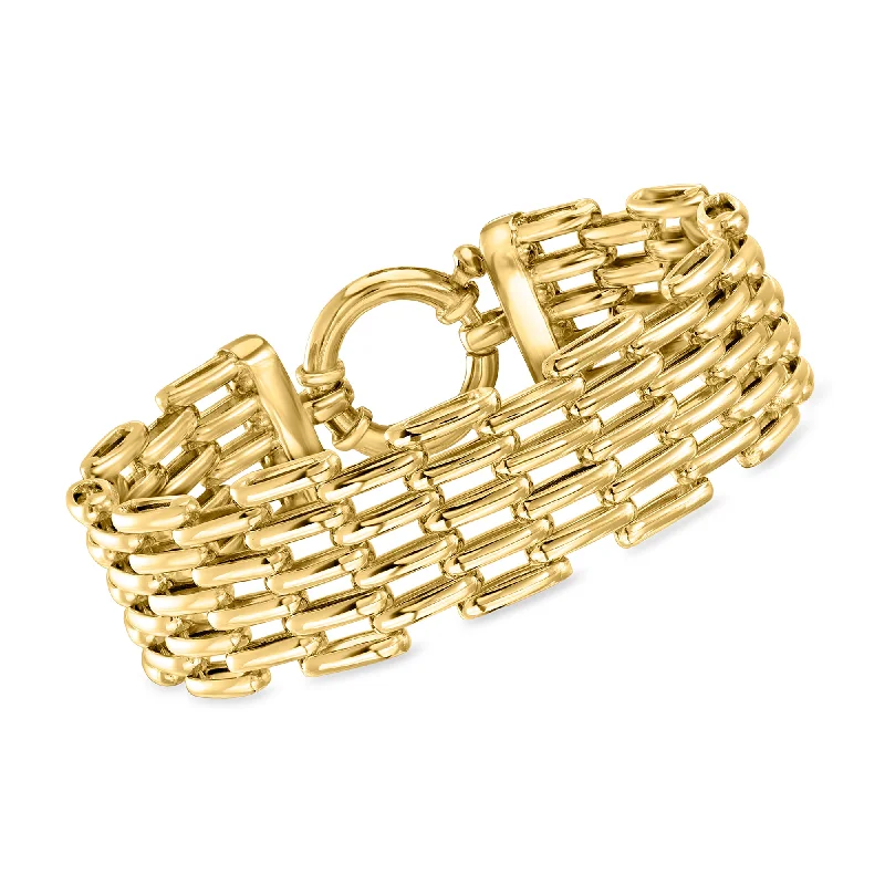 minimalistic bracelets for women -Ross-Simons 18kt Gold Over Sterling Multi-Row Panther-Link Bracelet