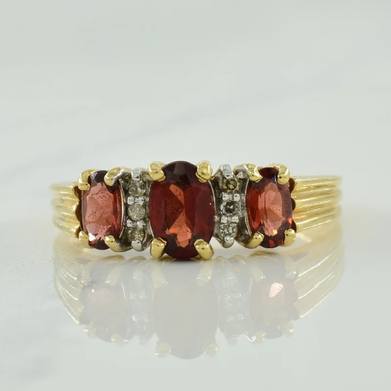 gold promise rings for women -Garnet & Diamond Ring | 1.50ctw, 0.04ctw | SZ 7 |