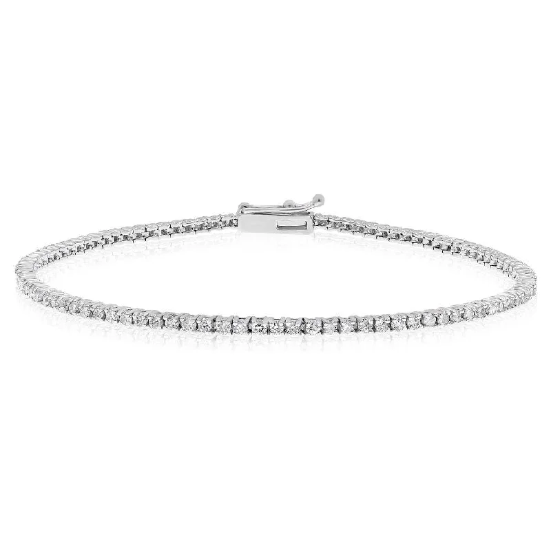 handmade bangles for women -14kt white gold diamond tennis bracelet comprised of 1.00 cts tw