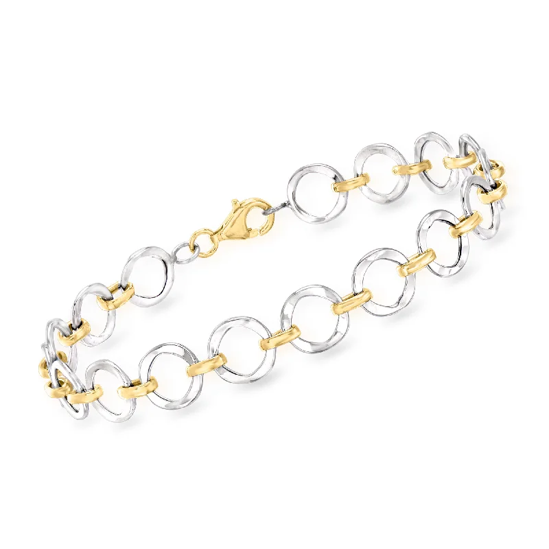 custom bracelet sets for women -Ross-Simons 14kt 2-Tone Gold Circle Link Bracelet