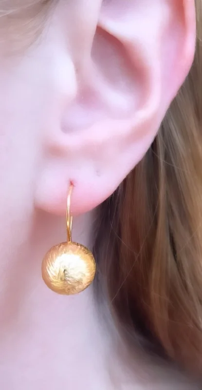 bold earrings for women -special occasion earrings for women -Brushed Golden Disco Ball Earrings