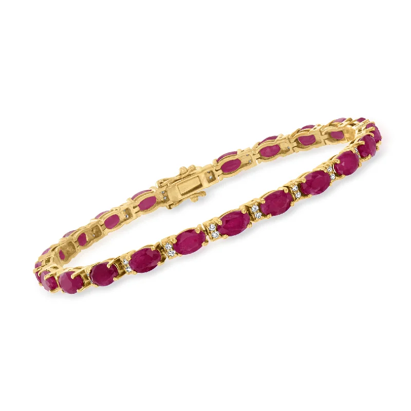 luxury diamond bangles -Ross-Simons Ruby and . Diamond Bracelet in 14kt Yellow Gold