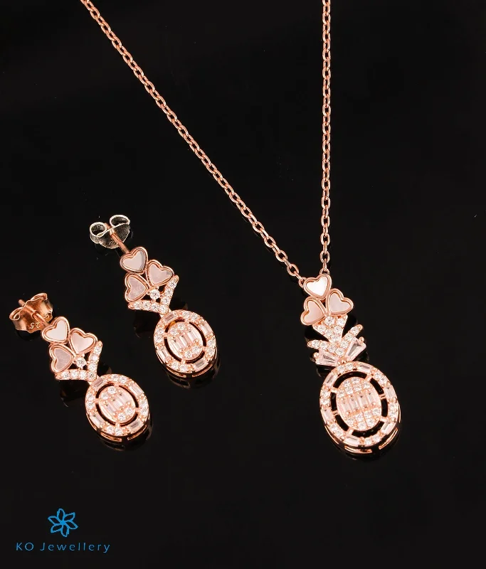 wedding day necklaces for women -women’s gold nameplate necklaces -The Sweetheart Silver Rose-gold Necklace & Earrings