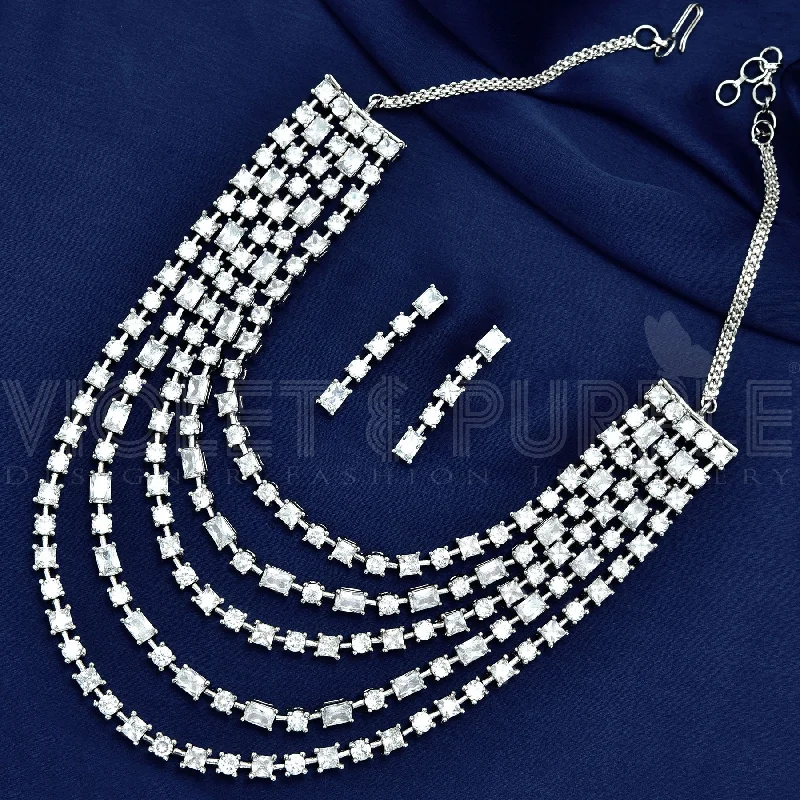 fashion necklaces for women -delicate necklaces for women -Zirconia Necklace Set 65548