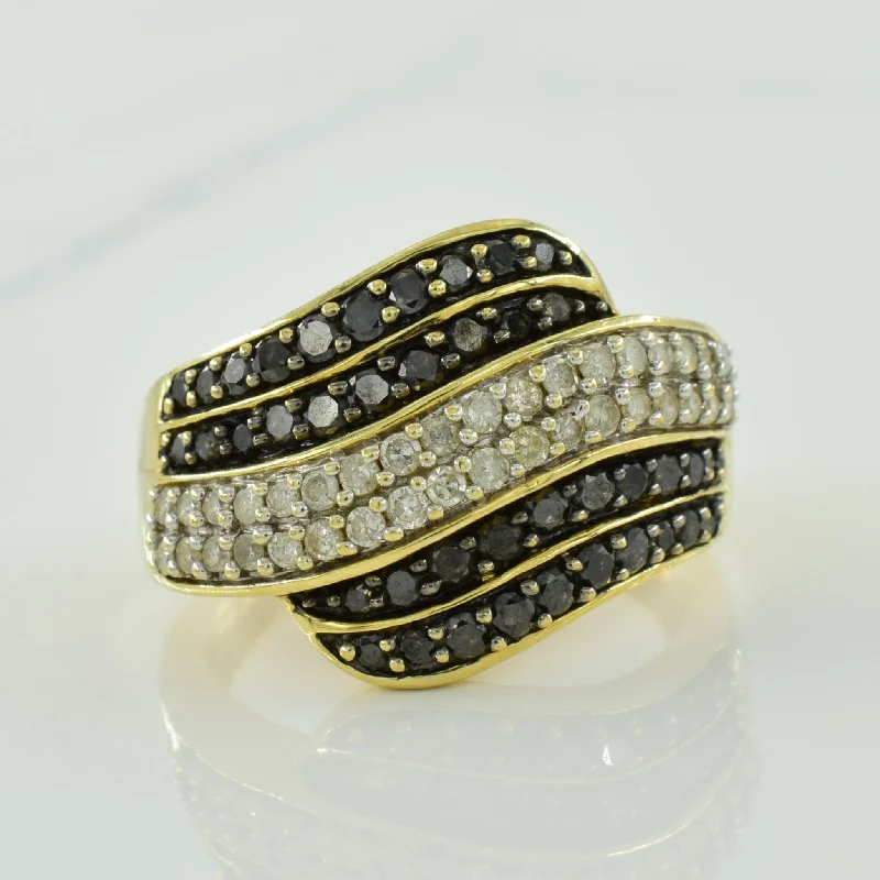 luxury diamond rings -Black & Natural Diamond Bypass Ring | 0.60ctw, 0.36ctw | SZ 7 |