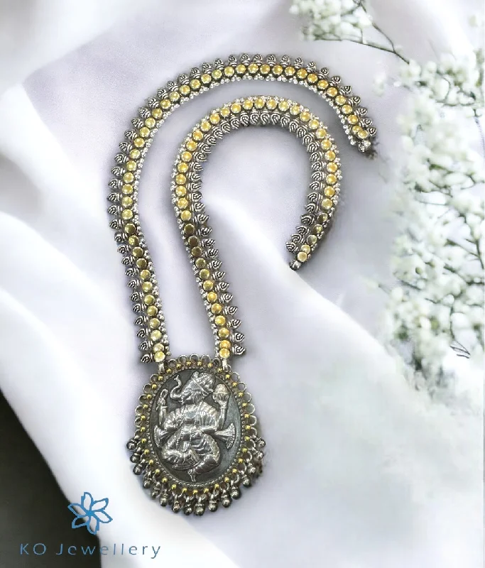 luxury gold necklaces for women -dainty gold necklaces for women -The Dancing Silver Antique Ganesha Necklace