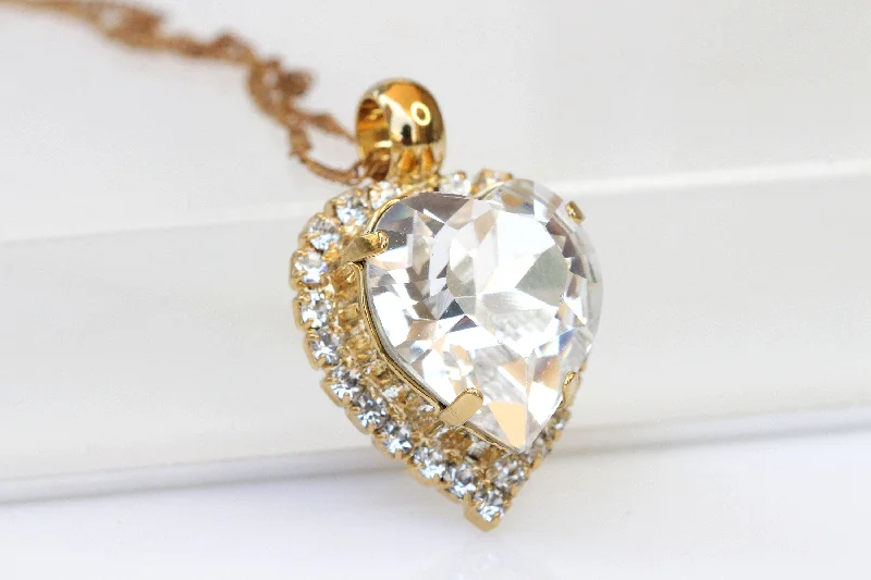 women’s heart necklaces -beautiful heart necklaces for women -CRYSTAL Heart Shaped Necklace