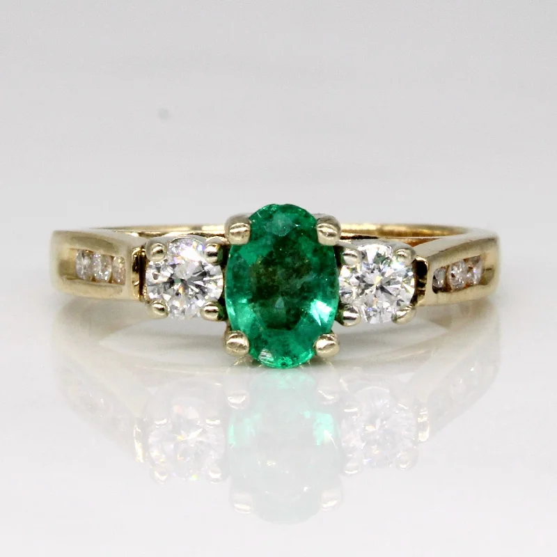 high-end engagement rings -Emerald & Diamond Ring | 0.38ct, 0.16ctw | SZ 3.75 |