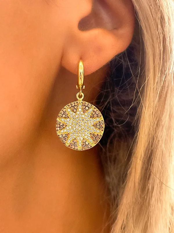 trendy statement earrings for women -trendy statement earrings for women -Champagne Mini Sun Earrings