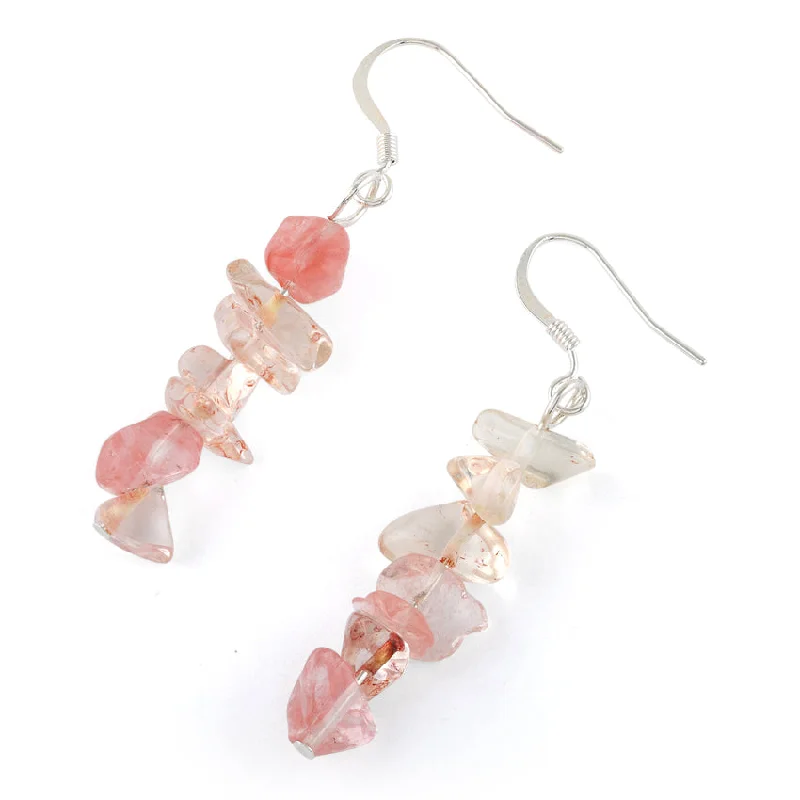 stylish earrings for women -unique earrings for women -Cherry Quartz Chips Dangle Earrings