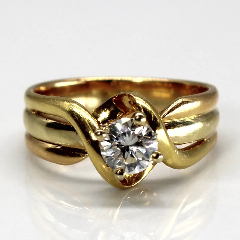 vintage style rings for women -Solitaire Diamond Bypass Gold Ring | 0.51ct VS1/VS2 H/I | SZ 6.5 |