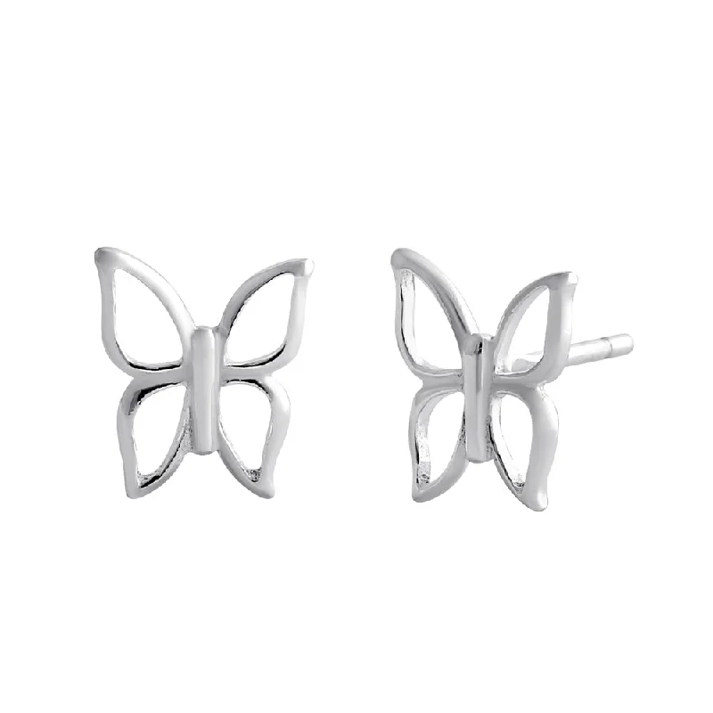 modern earrings for women -large hoop earrings for women -Sterling Silver Butterfly Stud Earrings