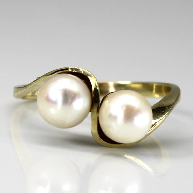 classic rings for women -Bypass Two Pearls Ring | SZ 9.75 |